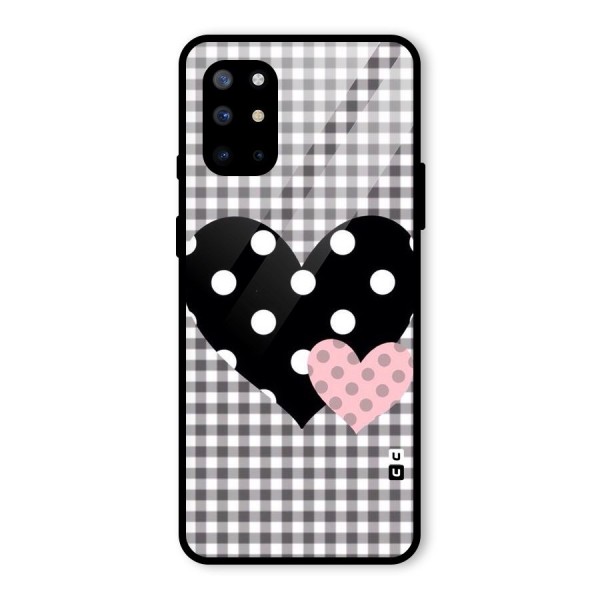 Polka Check Hearts Glass Back Case for OnePlus 8T