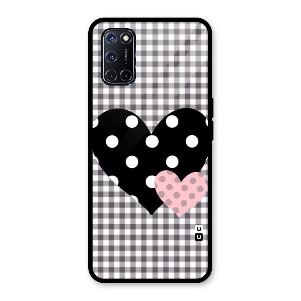 Polka Check Hearts Glass Back Case for Oppo A52