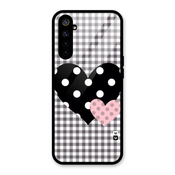 Polka Check Hearts Glass Back Case for Realme 6