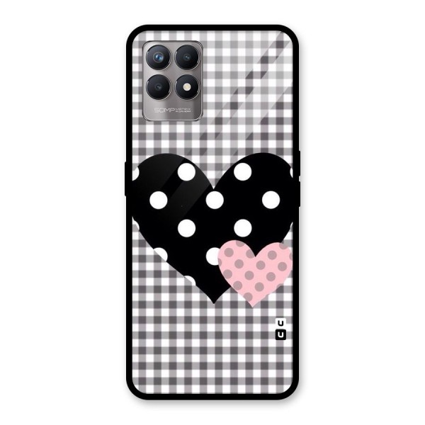 Polka Check Hearts Glass Back Case for Realme 8i