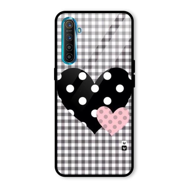 Polka Check Hearts Glass Back Case for Realme XT