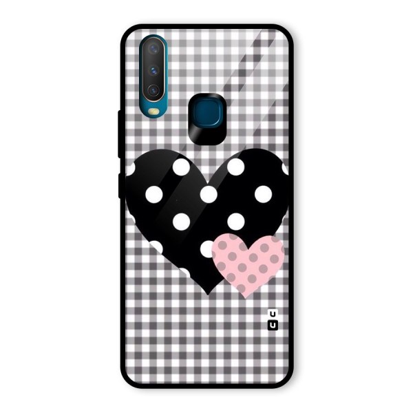 Polka Check Hearts Glass Back Case for Vivo Y12