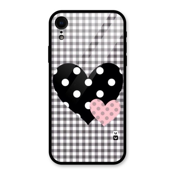 Polka Check Hearts Glass Back Case for XR