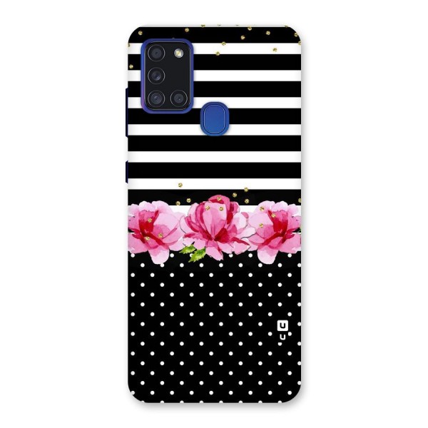 Polka Floral Stripes Back Case for Galaxy A21s