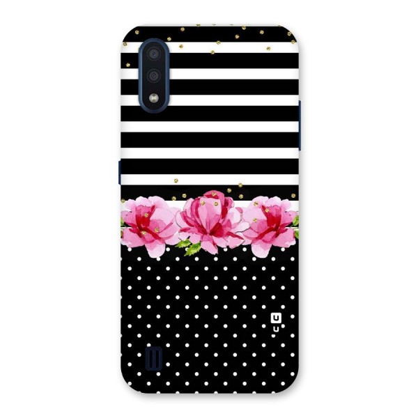 Polka Floral Stripes Back Case for Galaxy M01