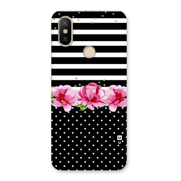 Polka Floral Stripes Back Case for Mi A2