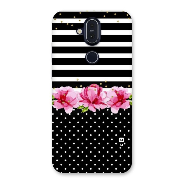 Polka Floral Stripes Back Case for Nokia 8.1