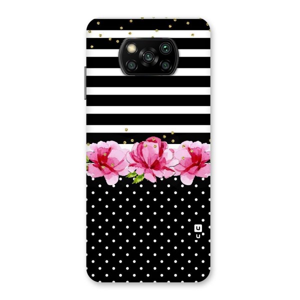 Polka Floral Stripes Back Case for Poco X3