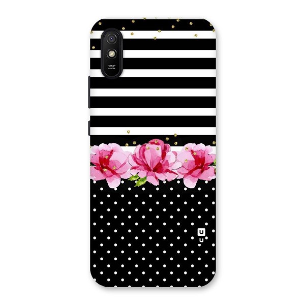 Polka Floral Stripes Back Case for Redmi 9i