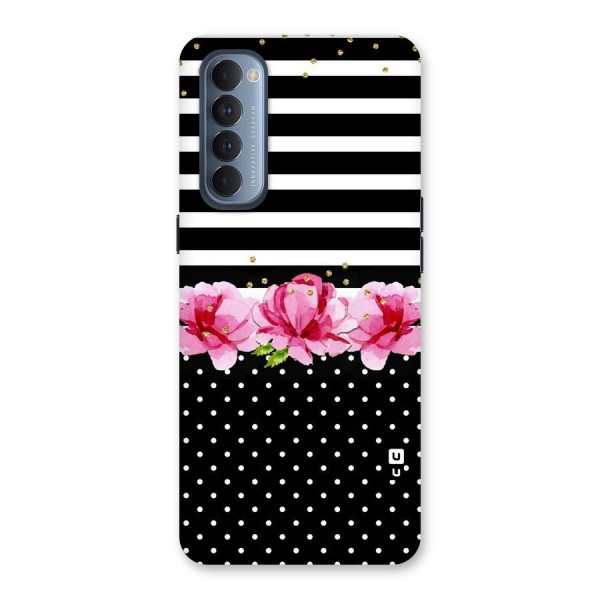 Polka Floral Stripes Back Case for Reno4 Pro