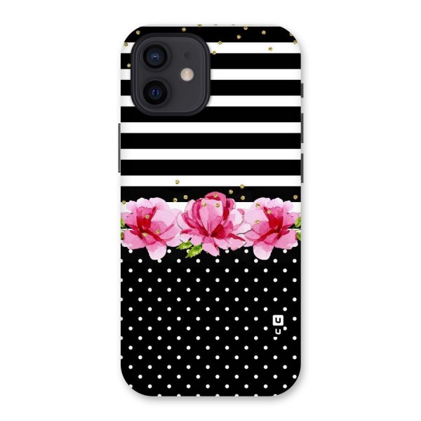 Polka Floral Stripes Back Case for iPhone 12