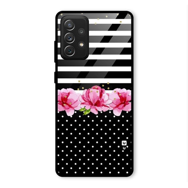 Polka Floral Stripes Glass Back Case for Galaxy A72
