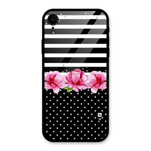 Polka Floral Stripes Glass Back Case for XR