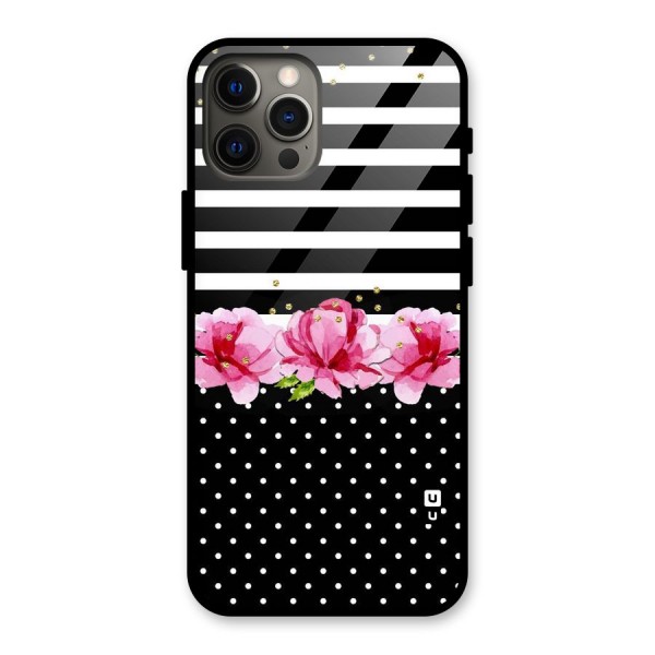 Polka Floral Stripes Glass Back Case for iPhone 12 Pro Max