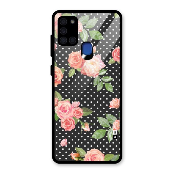 Polka Peach Glass Back Case for Galaxy A21s