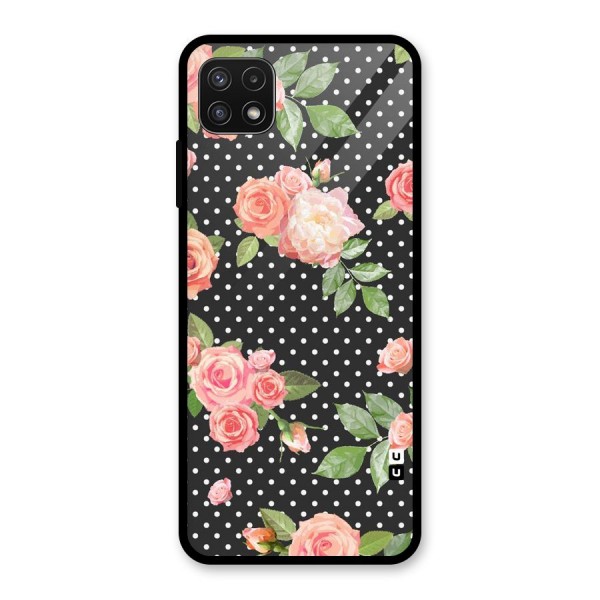 Polka Peach Glass Back Case for Galaxy A22 5G