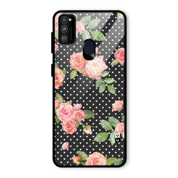 Polka Peach Glass Back Case for Galaxy M21