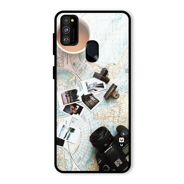 Post Stamps Travel Glass Back Case for Galaxy M21