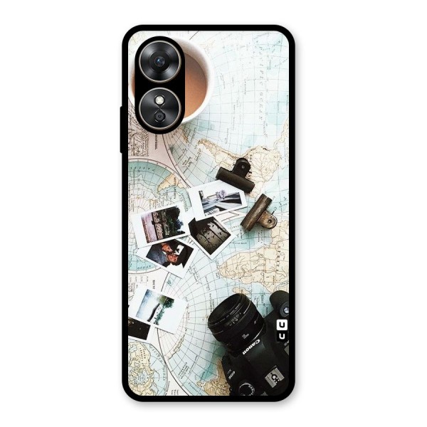 Post Stamps Travel Glass Back Case for Oppo A17