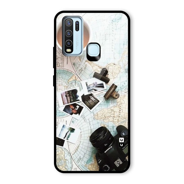 Post Stamps Travel Glass Back Case for Vivo Y30