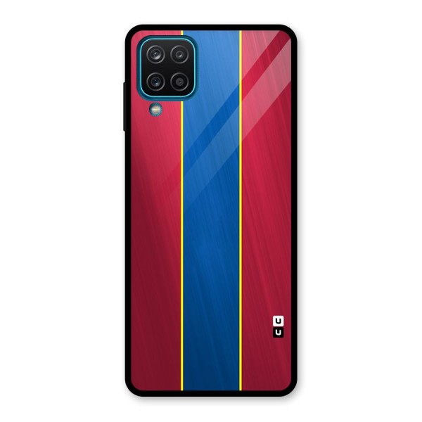 Premium Vertical Stripes Glass Back Case for Galaxy A12