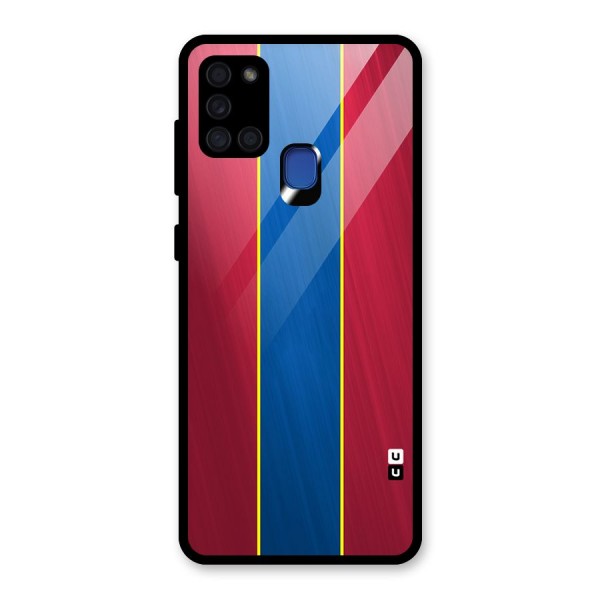 Premium Vertical Stripes Glass Back Case for Galaxy A21s