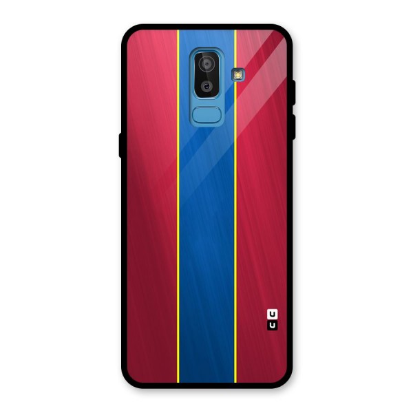 Premium Vertical Stripes Glass Back Case for Galaxy J8