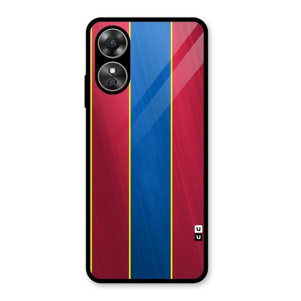 Premium Vertical Stripes Glass Back Case for Oppo A17