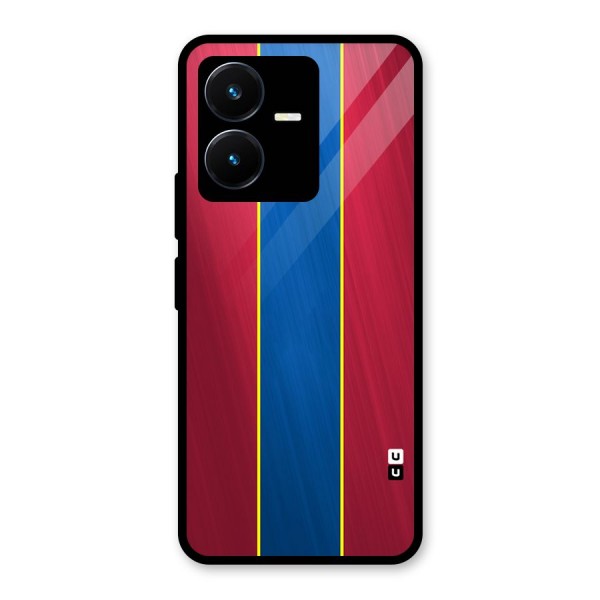 Premium Vertical Stripes Glass Back Case for Vivo Y22