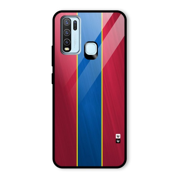 Premium Vertical Stripes Glass Back Case for Vivo Y30