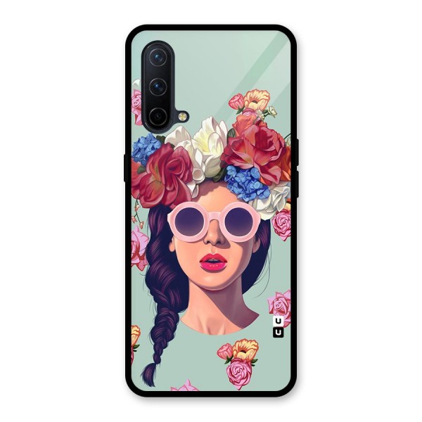 Pretty Girl Florals Illustration Art Glass Back Case for OnePlus Nord CE 5G
