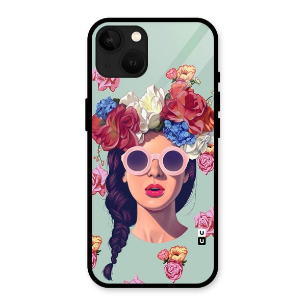 Pretty Girl Florals Illustration Art Glass Back Case for iPhone 13