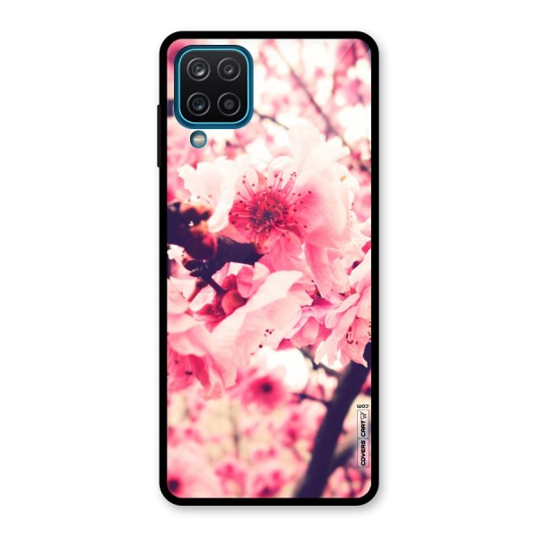 Pretty Pink Flowers Glass Back Case for Galaxy A12