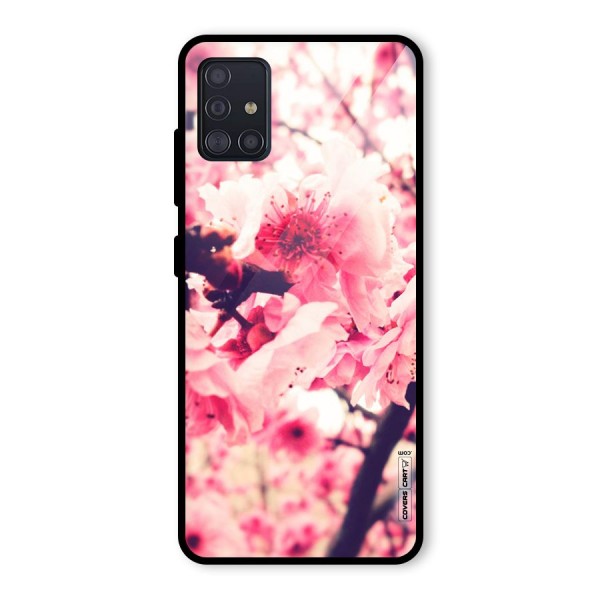 Pretty Pink Flowers Glass Back Case for Galaxy A51