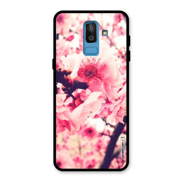 Pretty Pink Flowers Glass Back Case for Galaxy J8