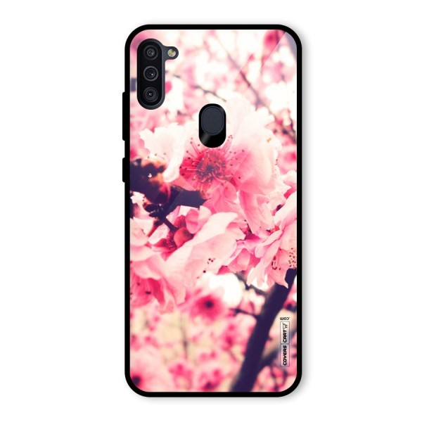 Pretty Pink Flowers Glass Back Case for Galaxy M11