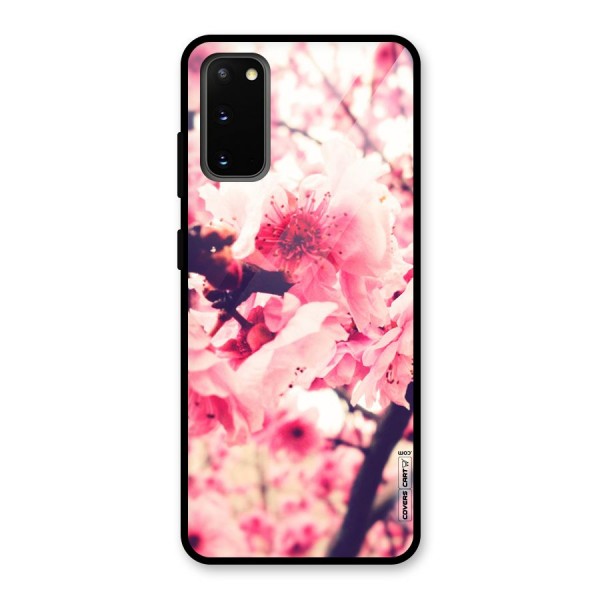 Pretty Pink Flowers Glass Back Case for Galaxy S20