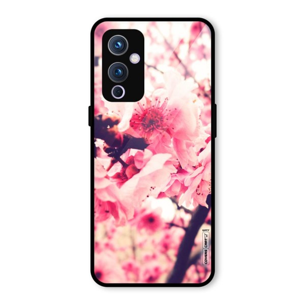 Pretty Pink Flowers Glass Back Case for OnePlus 9