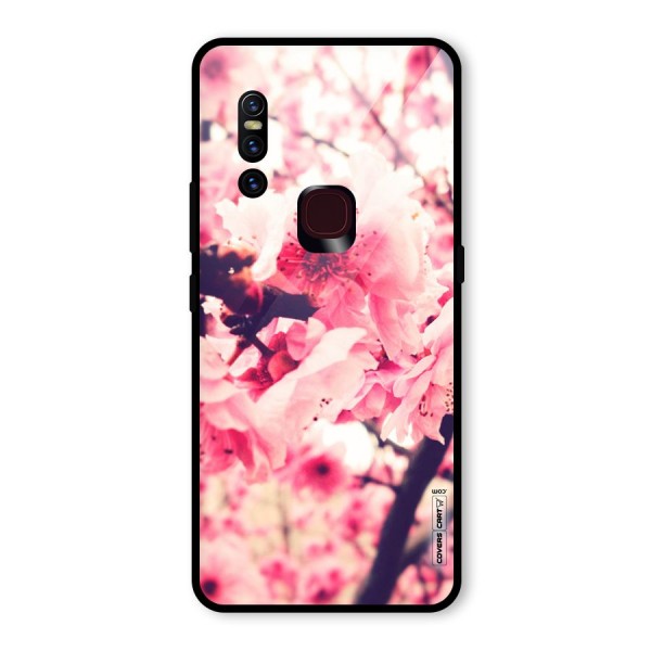 Pretty Pink Flowers Glass Back Case for Vivo V15