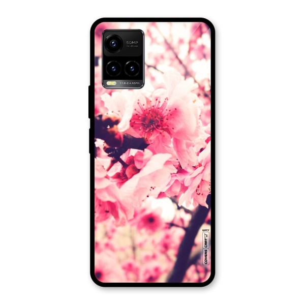 Pretty Pink Flowers Glass Back Case for Vivo Y21G