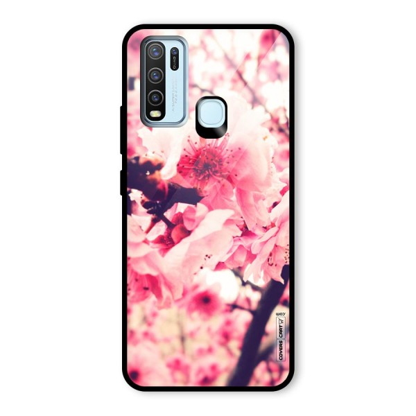 Pretty Pink Flowers Glass Back Case for Vivo Y30