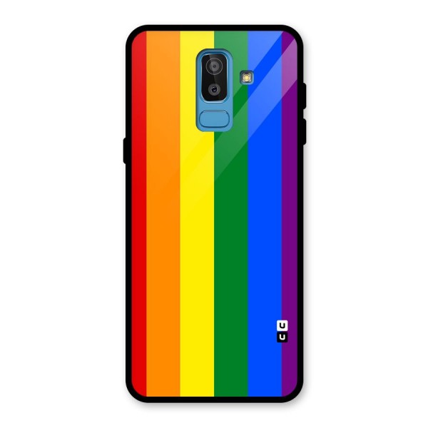 Pride Rainbow Stripes Glass Back Case for Galaxy J8