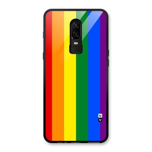 Pride Rainbow Stripes Glass Back Case for OnePlus 6