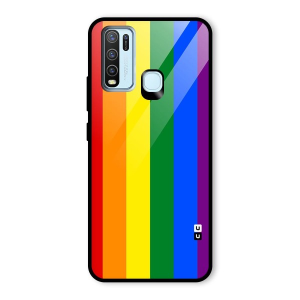 Pride Rainbow Stripes Glass Back Case for Vivo Y30