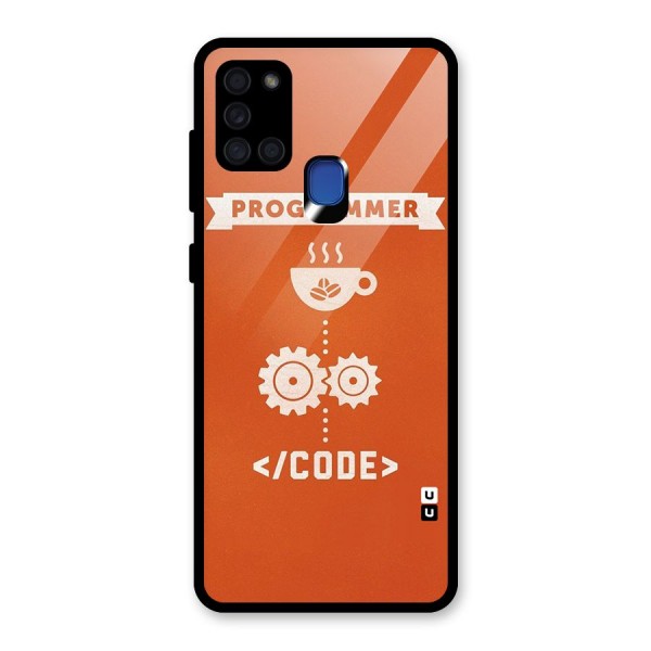 Programmer Coffee Code Glass Back Case for Galaxy A21s