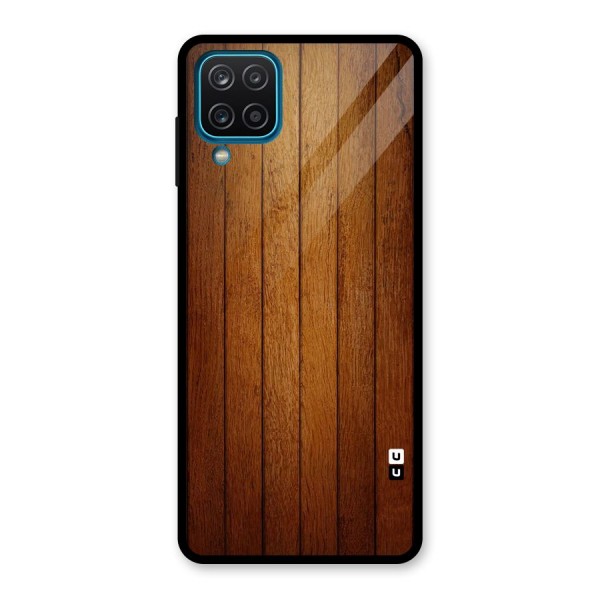 Proper Brown Wood Glass Back Case for Galaxy A12