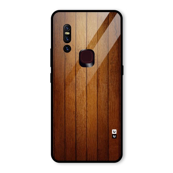 Proper Brown Wood Glass Back Case for Vivo V15