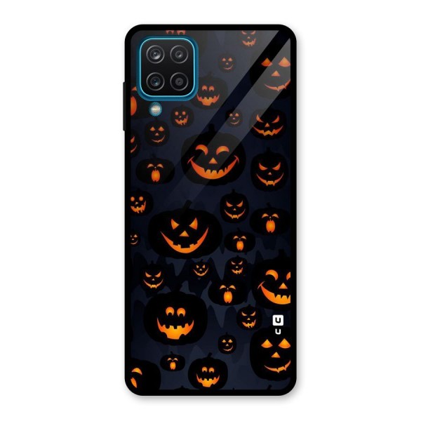 Pumpkin Smile Pattern Glass Back Case for Galaxy A12