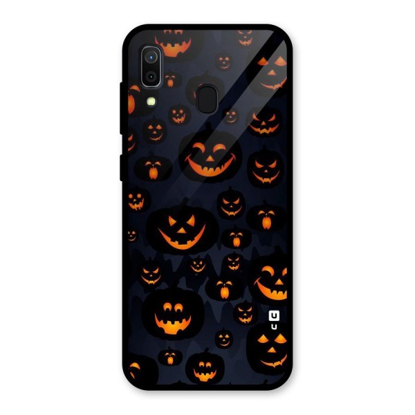 Pumpkin Smile Pattern Glass Back Case for Galaxy A30