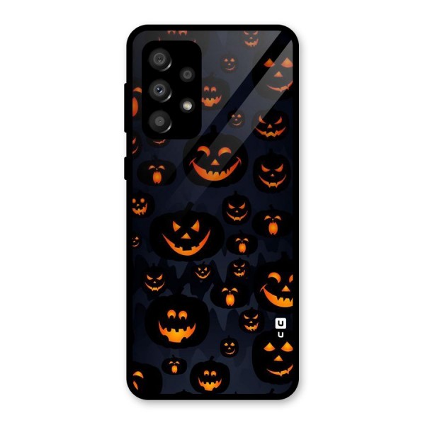 Pumpkin Smile Pattern Glass Back Case for Galaxy A32